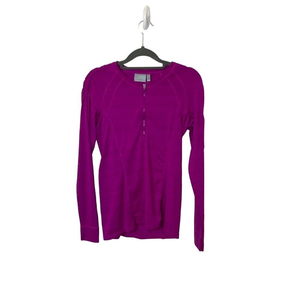 Athleta Pacifica UPF Half Zip Pullover Purple Fuchsia Arm‎ Pocket Fitted Small